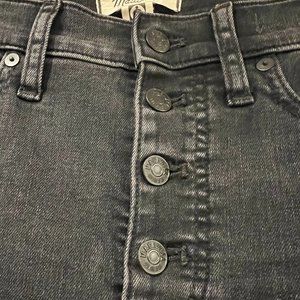 Madewell 10" High-Rise Skinny Jeans Button Front Black Grey size 27